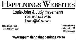 For all your advertising requirements contact us at Happenings Websites nation wide